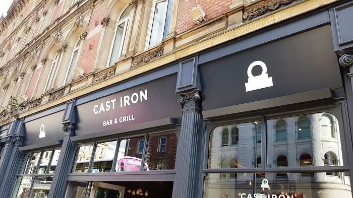 Cast Iron Bar & Grill Front Entrance Signage